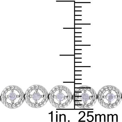 Pre-owned Amour 1 Ct Tdw Diamond Tennis Link Bracelet In Sterling Silver In White