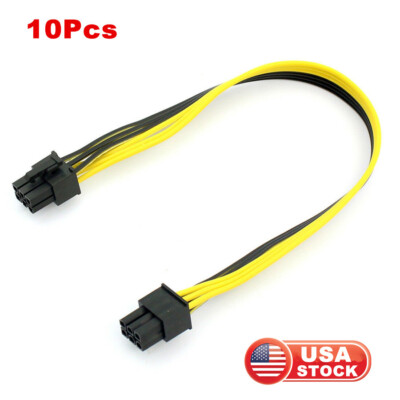 10pcs PCIE PCI Express 6 to 6 Pin Male Graphics Video Card Power Cable Connector