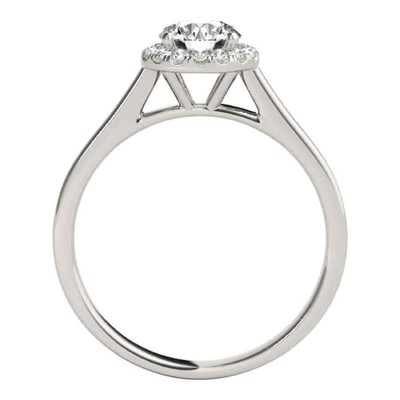 Pre-owned Maulijewels 1.25 Carat Moissanite & Halo Round Diamond Engagement Ring 14k Solid In White