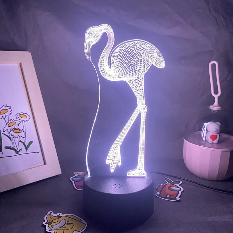 Animal Cute Flamingo 3D LED RGB Night Lights Birthday Gift for Kid Child Bedroom