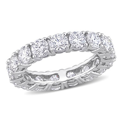 Pre-owned Amour 4 1/4 Ct Dew Created Moissanite Eternity Ring In 10k White Gold