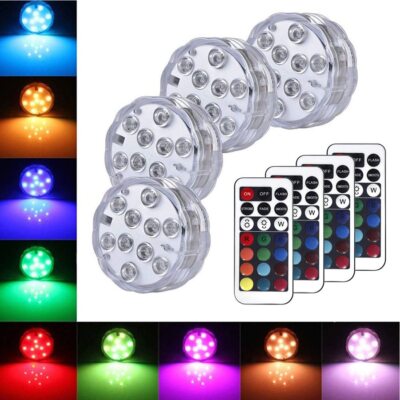 Submersible LED Waterproof Light Remote Control Spot Lights Night Fish Tank Pool