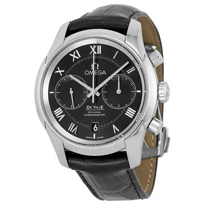 Мужские часы Omega De Ville с коаксиальным черным циферблатом из черной кожи 431.13.42.51.01.001
