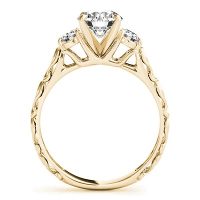 Pre-owned Maulijewels 14k Yellow Gold 0.50 Carat Diamond Three Stone Engagement Ring