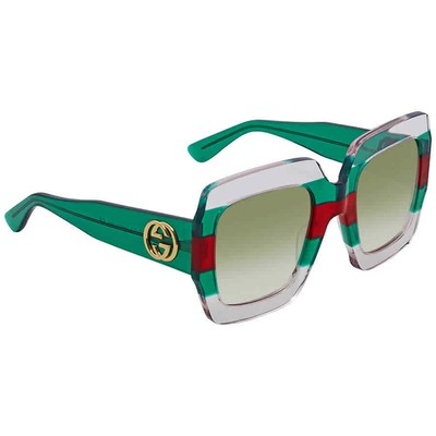 Pre-owned Gucci Green Gradient Square Sunglasses Gg0178s 001 54 Gg0178s 001 54 In Multicolor