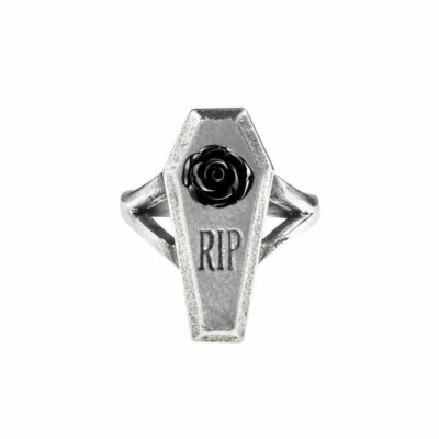 Alchemy Gothic RIP Rose Pewter Coffin Ring   Ships in 2-4 Weeks   Gothic