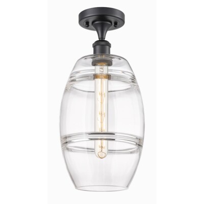 Innovations 516-1C Vaz 1Lt 8'' Semi-Flush Mount, Black/Clear - 516-1C-BK-G557-8CL