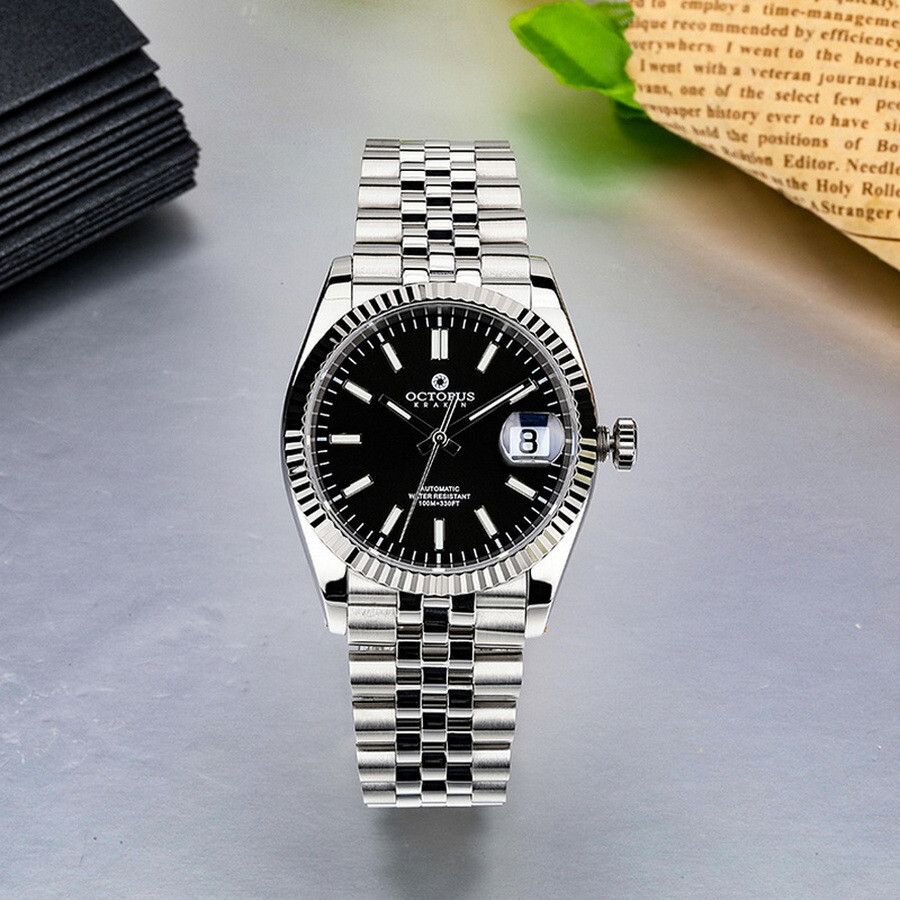 Pre-owned Octopus Men Automatic Watch Mechanical Wristwatch 10bar Luminous Pt5000 Black