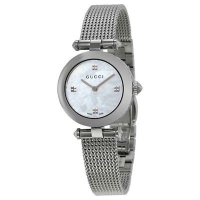 Pre-owned Gucci Diamantissima Mop Dial Ladies Watch Ya141504