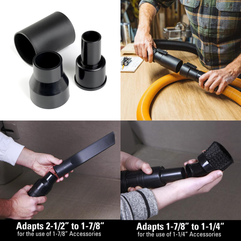 (3-Piece) Vacuum Cleaner Hose Adapter Kit Wet Dry Shop Vac Connector Accessory