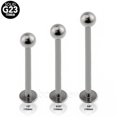1pc. 16G 14G G23 Solid Titanium EXTRA LONG Labret Cheek Piercing