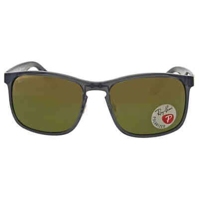 Pre-owned Ray Ban Chromance Green Mirror Chromance Square Unisex Sunglasses Rb4264 876/6o