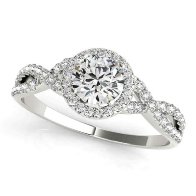 Pre-owned Maulijewels 14k Solid White Gold Halo Diamond Engagement Bridal Ring Set With
