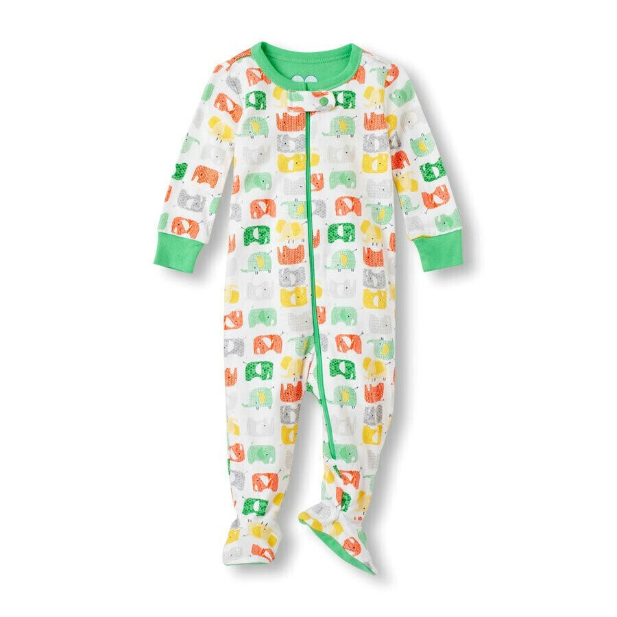 

THE CHILDRENS PLACE 1 ШТ. ПИЖАМА-СТРЕТЧИ СЛОНЫ ДЛЯ МАЛЬЧИКОВ И ДЕВОЧЕК 2 Т, White/green multi-color