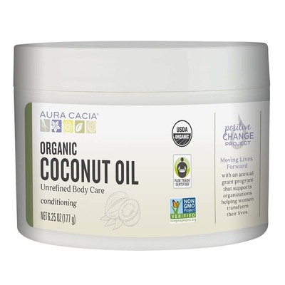 Органическое кокосовое масло Aura Cacia нерафинированное, 6,25 унции