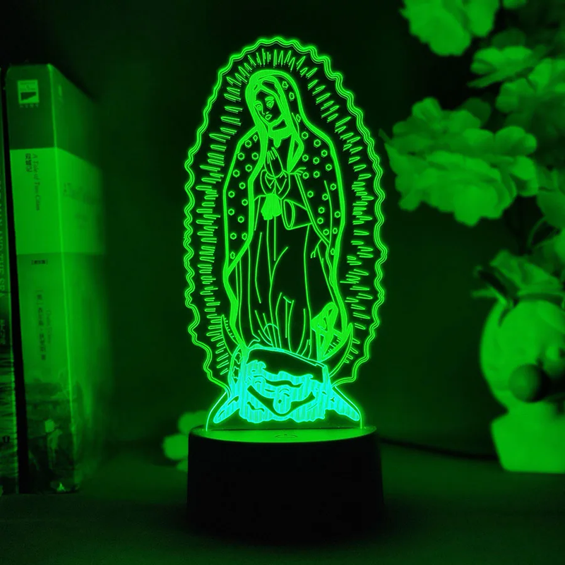 Our Lady of Guadalupe 3D Acrylic Lamp Xmas Gift Lovely Home Decoration Virgin Ma