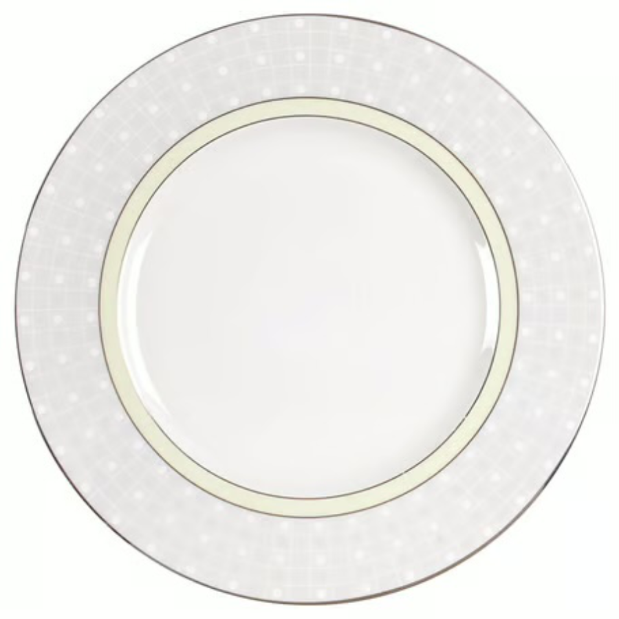 NORITAKE ARIA PLATINUM #7995 GREEN BAND Accent Luncheon Plate 9 5/8”D  NEW/MINT