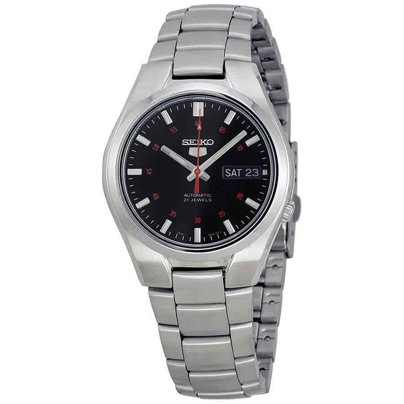seiko series 5 automatic black dial men's watch