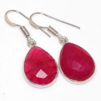 Simulated Ruby Earrings| Beautiful Gemstone Handmade Gift Size 1.5'' GW