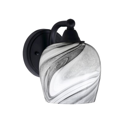 Toltec Paramount 1 Light Wall Sconce, Black/6'' Onyx Swirl - 3421-MB-4819