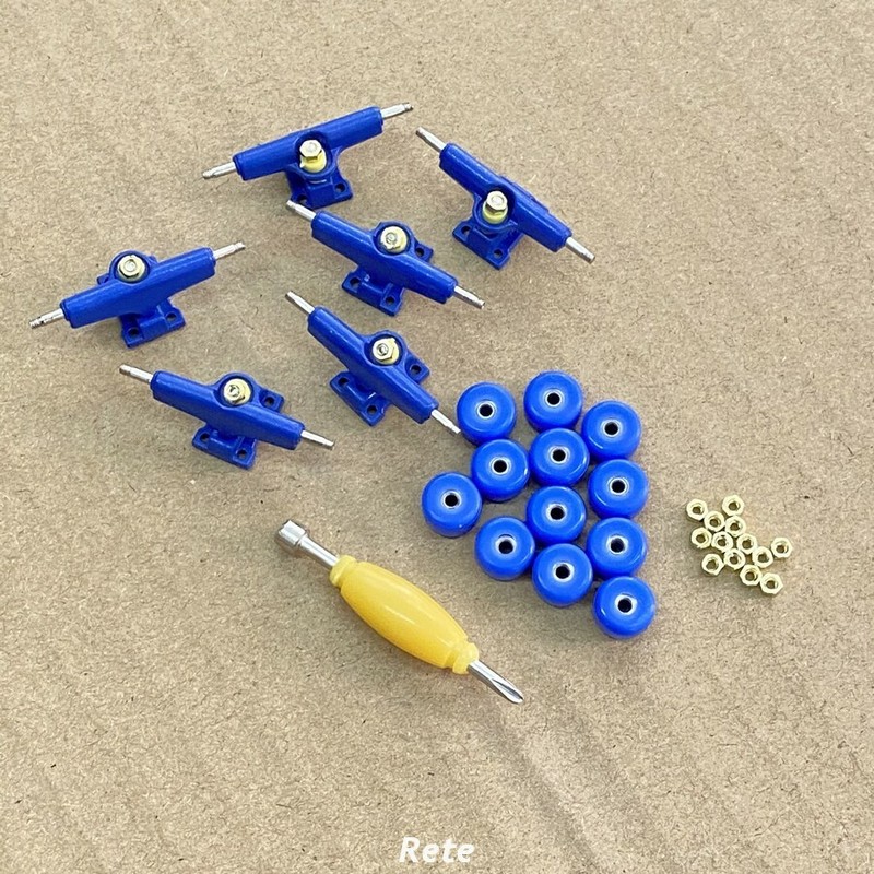 6x Trucks & Bearing Wheels For 96mm Fingerboard Skateboard Wooden Deck Accessory