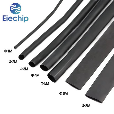 8 Meter/Set Heat-Shrink Tubing 1/2/3/4/5/6/8/10Mm 2:1 Black Shrink Wrapping Heat