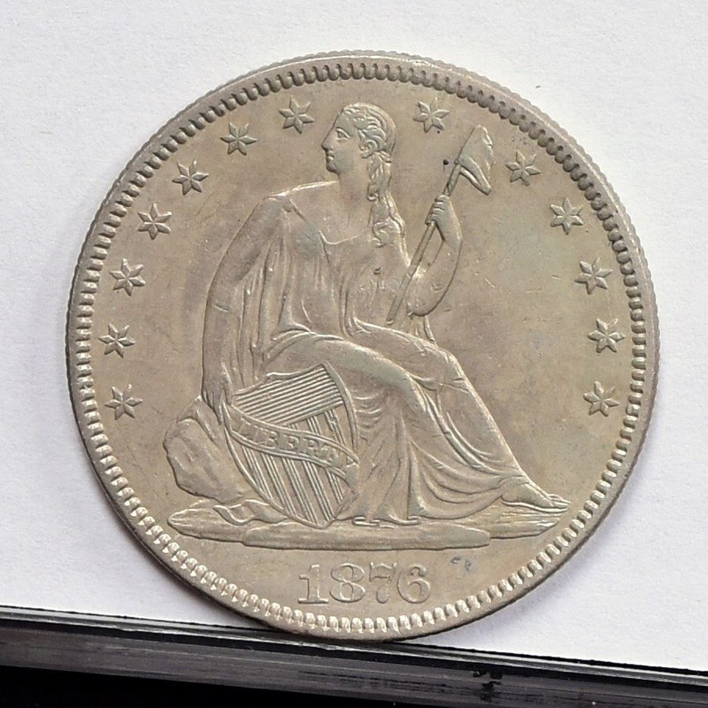 1876 Liberty Seated Half Dollar - V Ch AU Details,