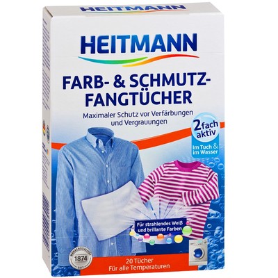 20 Stück Heitmann FARB- & Schmutz Fangtücher 2 fach aktiv für Weißes und Buntes