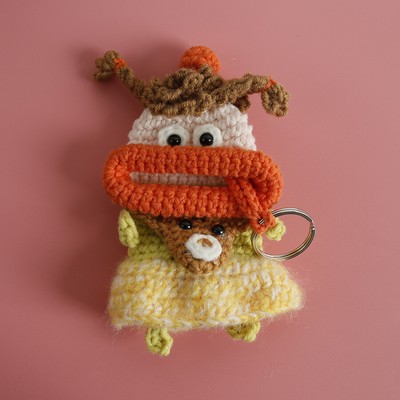Creative Key Case Cute Crochet Sausage Mouth Key Holder Handmade Unique Key Bag