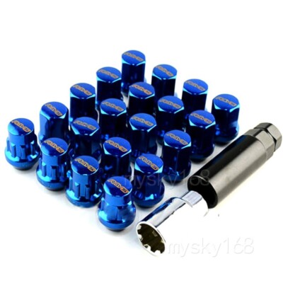 RAYS RACING 17 HEX 32MM WHEELS LOCK LUG NUTS 12X1.5 ACORN RIMS Blue 20pcs/Set