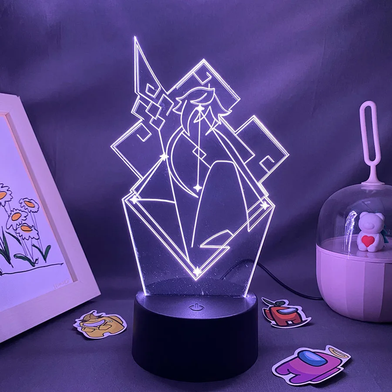 Genshin Impact Game Logo 3D LED Nightlights Gift for Friends Gaming Room Table D