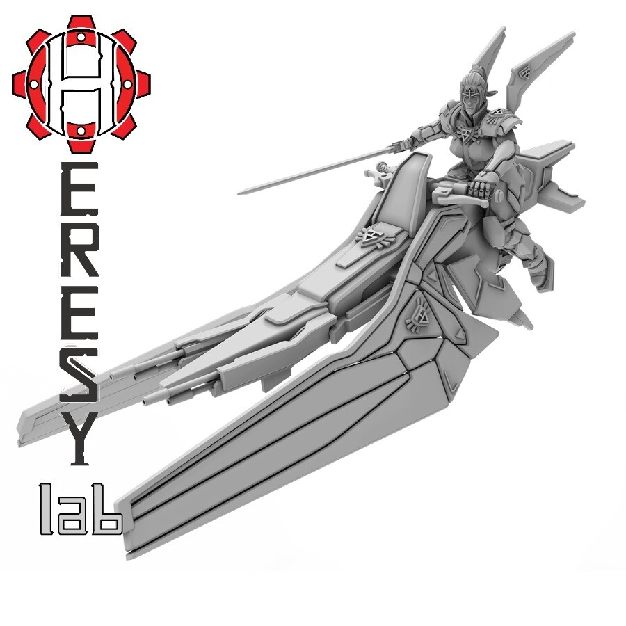 Elder Elf на реактивном мотоцикле HL76 28 мм Imperial Guard Sisters of Battle Heresy Lab