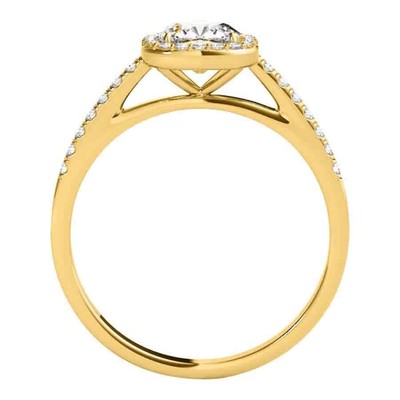Pre-owned Maulijewels 1.25 Carat Cushion Cut Halo Diamond Moissanite Engagement Ring In In Yellow