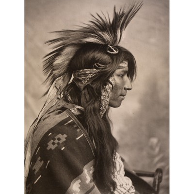 Cree Native American Headdress Old Photo Canvas Art Print Poster