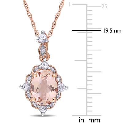 Pre-owned Amour Oval-cut Morganite, White Sapphire And Diamond Accent Vintage Drop