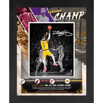 FANATICS LEBRON JAMES LA LAKERS FACSIMILE SIGNATURE 16X20 NBA SCORING COLLAGE