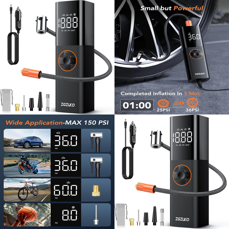 Tire Pump Inflator Portable Electric Air Car Compressor Bike