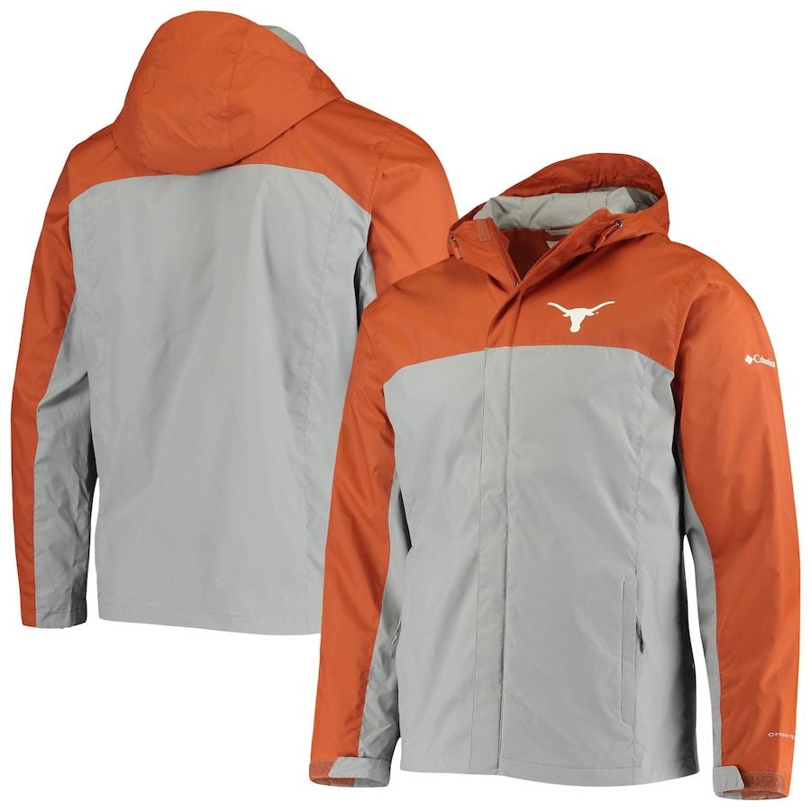 New Columbia Glennaker Storm Jacket Hooded Texas Longhorns Full Zip Men's 6X