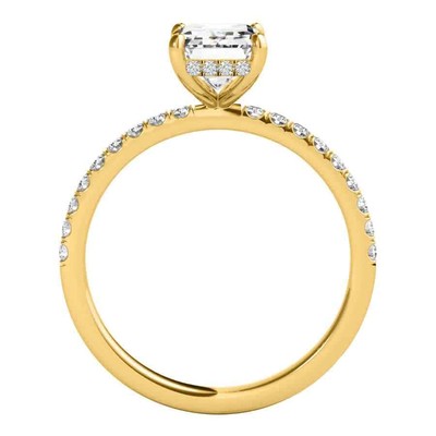Pre-owned Maulijewels 2.30 Carat Emerald Cut Moissanite And Natural Round Diamond In Yellow