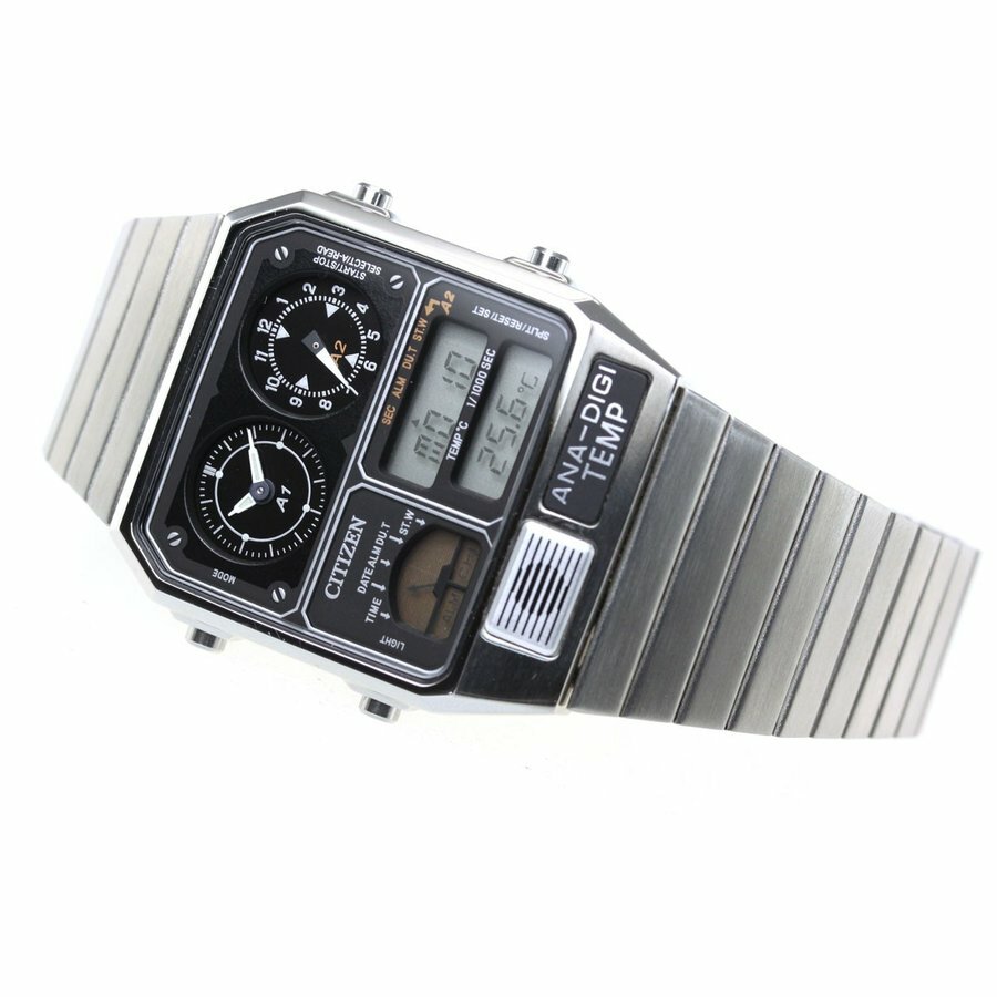 Pre-owned Citizen -new-  Ana-digi Temp Jg2101-78e Silver Analog Digital Watch Japan