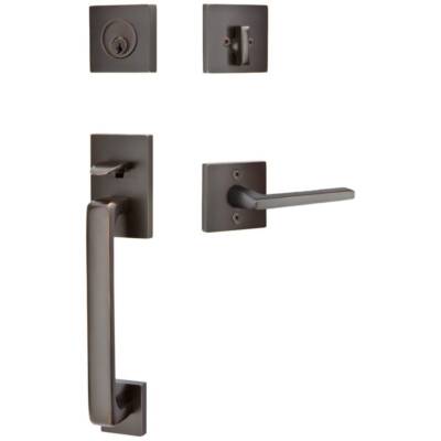 EMTEK Baden Sectional Single Cylinder Keyed Entry Handleset, Helios Lever