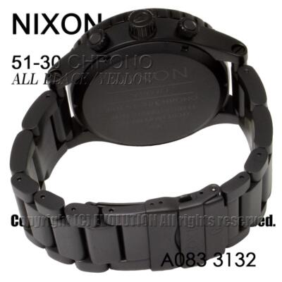 Pre-owned Nixon [] Watch 51-30 Chrono: All Black/yellow A083-3132-00 Men's Japan