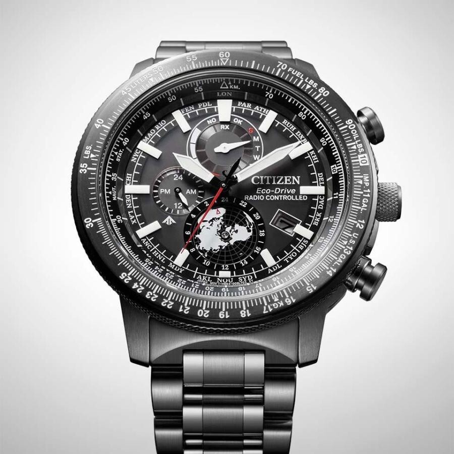 Pre-owned Citizen Promaster By3005-56g Sky Series Geo Trekker Eco Drive Black Men's Watch