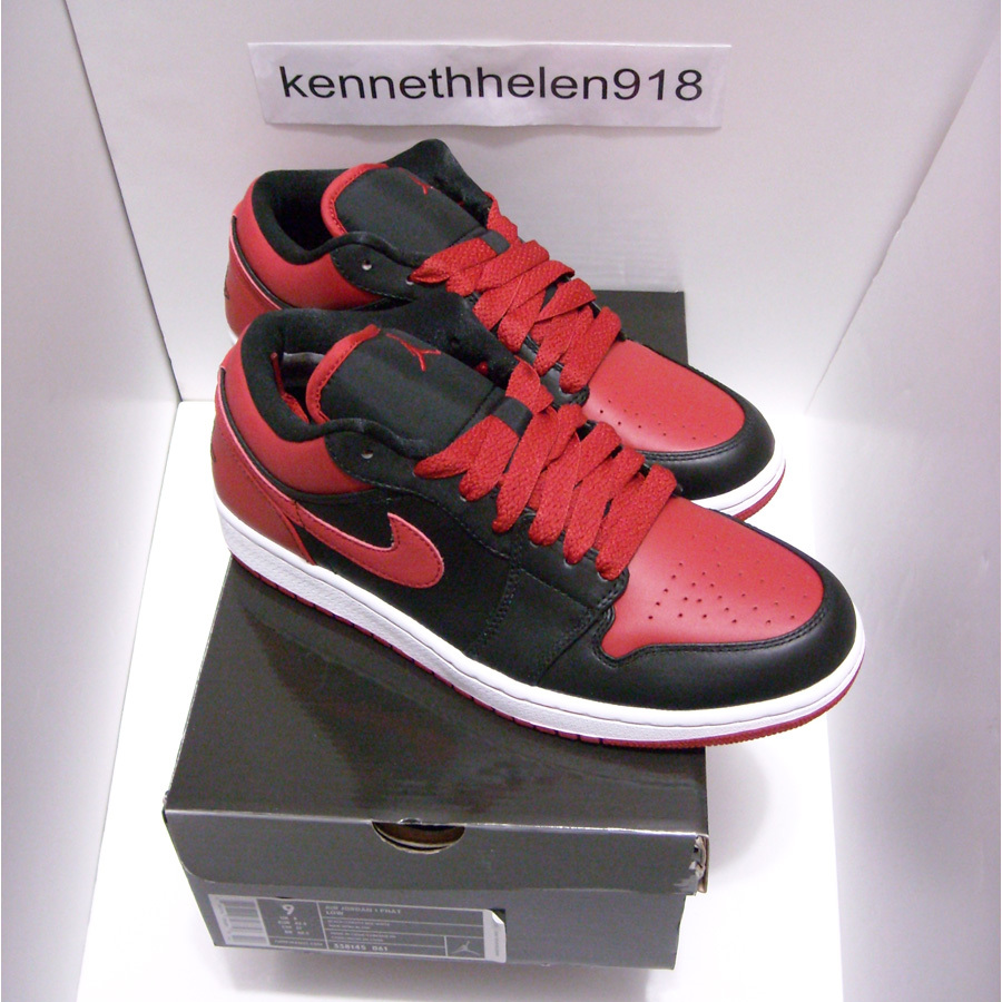NEW 2008 NIKE AIR JORDAN 1 RETRO PHAT LOW BLACK VARSITY RED