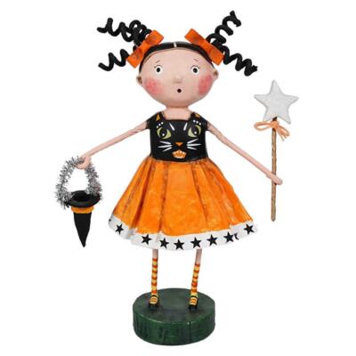 Lori Mitchell Halloween Cat's Meow Figurine Girl with Black Cat Dress 14477