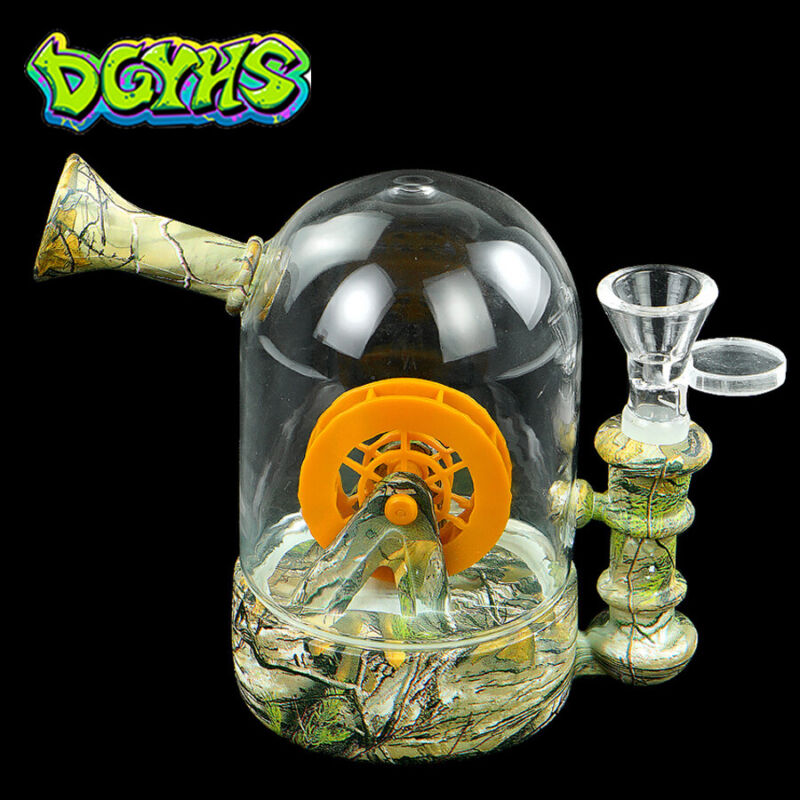 4.8" Rotatable WaterWheel Silicone Hookah Water Pipe Tobacco Bubbler Bong Glass