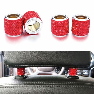 4PCS Ice Diamond Bling Artificial Crystal Headrest Collar Car SUV Interior Decor