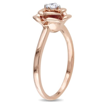 Pre-owned Amour 1/7 Ct Tw Diamond Rose Bud Ring In 10k Rose Gold In Pink