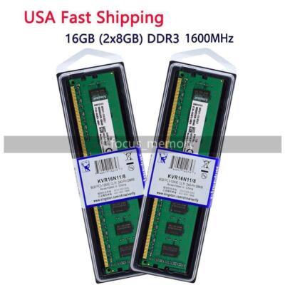 Kingston 16GB (2x8GB) Ram DDR3 1600 MHz PC3-12800 Desktop DIMM 240PIN Non-ECC US
