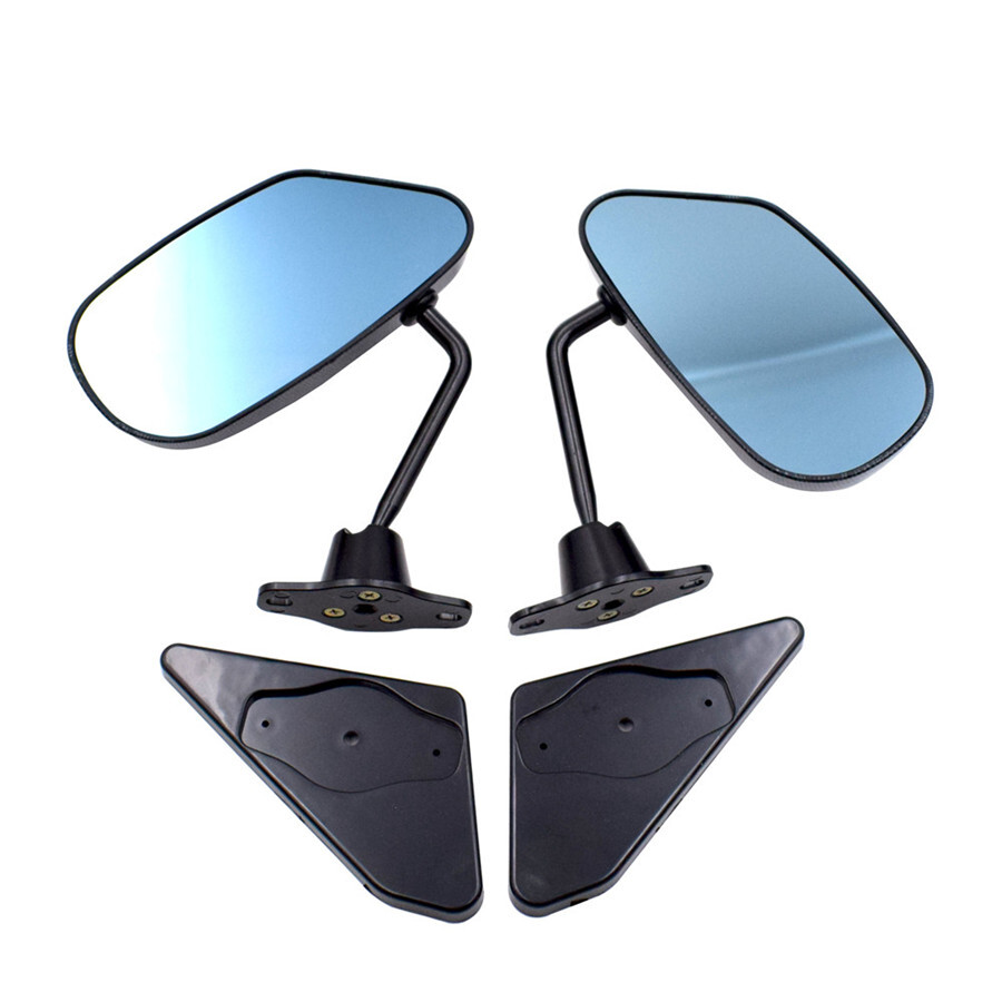Pair F1 Style Carbon Fiber racing side mirror wide angle lens Manual Adjustment